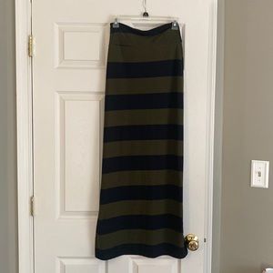 Black and Green Striped Maxi Skirt